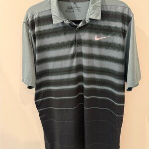 Nike Golf Men's Standard Dri-Fit Gray/Green Striped Polo Shirt Size M
